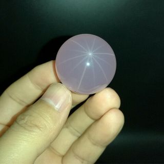 34mm 57g Rare Clear Natural 12 Star Pink Rose Quartz Crystal Sphere Ball Beads