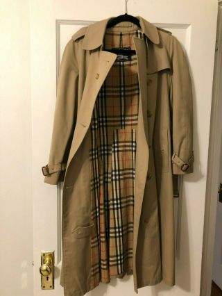 Vintage Burberry Womens Trench Nova Check Jacket Tan Long (arm Pit To Pit 16in)