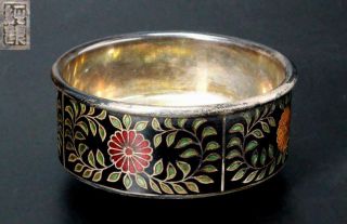 Sbco29 Japanese Solid Silver Cloisonne Ware Small Sake Cup W/mark Bonbonnier