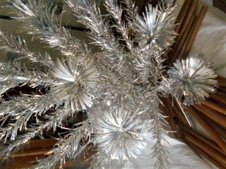Vintage Pom Pom Royal Pine Aluminum Silver Christmas Tree 4.  5 ft Box 41 Branches 3