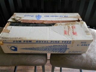Vintage Pom Pom Royal Pine Aluminum Silver Christmas Tree 4.  5 ft Box 41 Branches 4