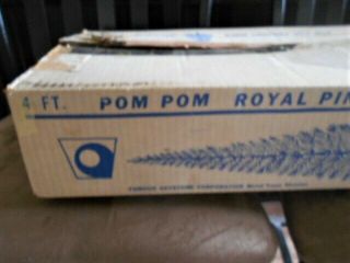 Vintage Pom Pom Royal Pine Aluminum Silver Christmas Tree 4.  5 ft Box 41 Branches 8