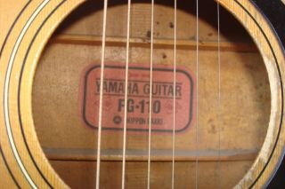 Vintage Yamaha FG - 110 Red Label Nippon Gakki Acoustic Guitar In Case 3