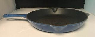 Vintage Le Creuset Blue Skillet with Spouts and Tab 26 2