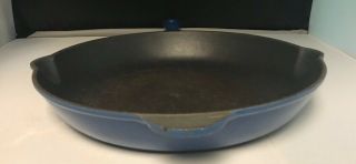 Vintage Le Creuset Blue Skillet with Spouts and Tab 26 3