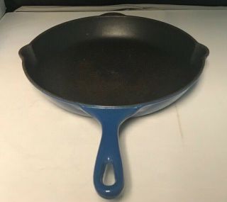 Vintage Le Creuset Blue Skillet with Spouts and Tab 26 4