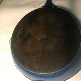 Vintage Le Creuset Blue Skillet with Spouts and Tab 26 6