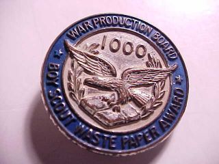 1940s World War Ii Boy Scout Award Lapel Pin Paper Drive 1,  000 Pounds Collected
