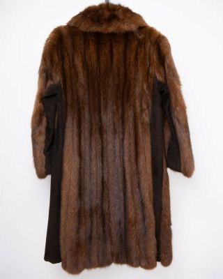 Vintage Bonwit Teller Women ' s Brown Mink Fur & Leather Coat Full - Length Jacket 2