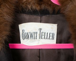 Vintage Bonwit Teller Women ' s Brown Mink Fur & Leather Coat Full - Length Jacket 5