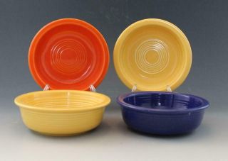 Vintage Fiesta Hlc Usa Set Of 4 Fruit Bowls 4.  5 " Yellow Cobalt Orange/red