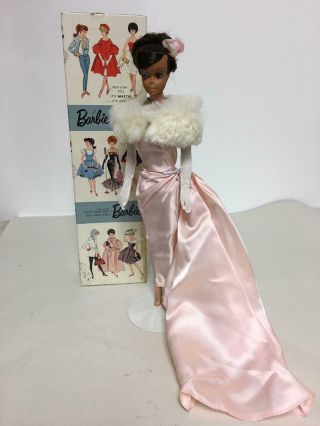 Vintage Brunette Updo Swirl Ponytail Barbie In Dressed Doll Box