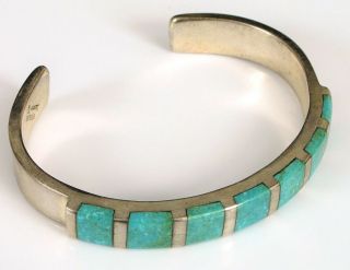 Southwest Artist Lazaro G Gutierrez Sterling Silver Fine Turquoise Cuff Bracelet