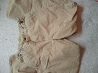 VINTAGE OLD STOCK FILSON Style 79 Single Dry Finish Tin Pants 34 UNHEMMED 3