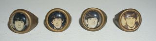 Vintage Beatles 1960s Set Of 4 Brass Photo Rings Aa80
