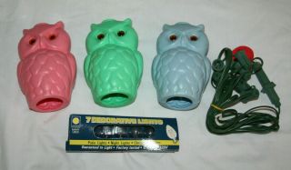 Vintage Retro Owl Party Lights String 7 Camping Rv Patio Blow Mold 3