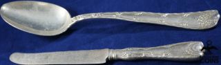 Set Of 2 - Tiffany & Co.  Sterling Silver (. 925) Wave Edge Spoon & Knife (1884)