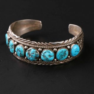 Authentic Native American Cuff Bracelet Sterling Silver.  925 Turquoise Vintage