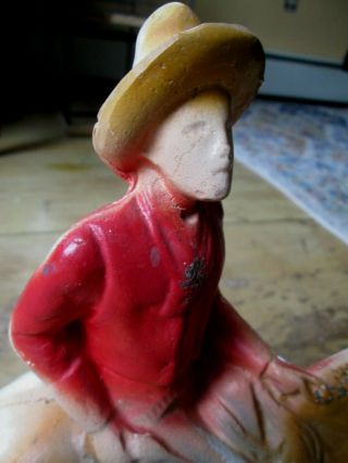 VINTAGE 1950 ' s CARNIVAL PRIZE CHALKWARE COWBOY ON HORSE 2