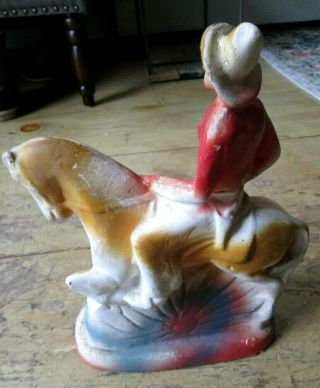 VINTAGE 1950 ' s CARNIVAL PRIZE CHALKWARE COWBOY ON HORSE 4