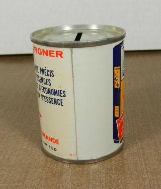 Vintage 1950s Blue Sunoco Pump Advertising Oil Can Tin Bank Sun Oil Co.  French 4