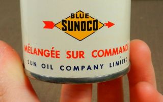 Vintage 1950s Blue Sunoco Pump Advertising Oil Can Tin Bank Sun Oil Co.  French 5