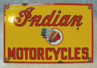 Vintage Indian Motorcycle Porcelain Dealership Advertising Sign