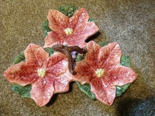 VINTAGE OCI MADE IN JAPAN OMNIBUS FITZ & FLOYD POINSETTIA SERVING DISH 4