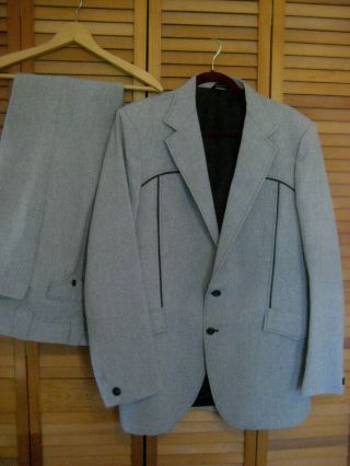 Ranchman Lasso Vintage Western Suit Mens 44l Gray Jacket Coat Pants W 38 I 32