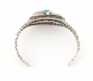Vtg Sterling Silver Bright Blue Turquoise Twisted Wire Cuff Bracelet 4