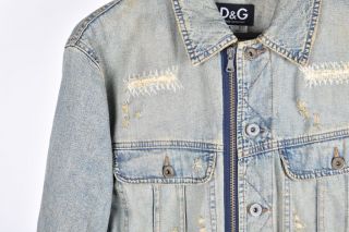 Dolce & Gabbana D&G Vintage Men Distressed Full Zip Denim Jacket Size M 5