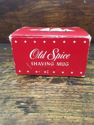 Vtg Nos Old Spice Glass Wet Shaving Soap Mug Ship Brush Cup Shulton