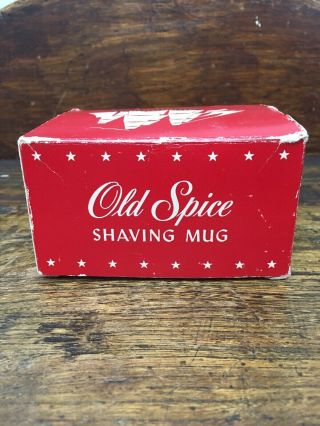 Vtg NOS Old Spice Glass Wet Shaving Soap Mug Ship Brush Cup Shulton 4