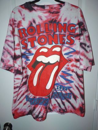 Vtg Rolling Stones Concert T Shirt 1994 Voodoo Lounge Tour Tie Dye Sz XXL 2XL 2