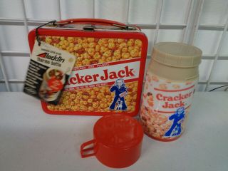Vintage 1979 Aladdin Cracker Jack Metal Lunchbox Complete W/ Thermos Tag