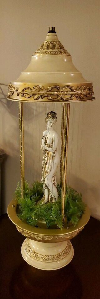 Vintage Mineral Oil Rain Drip Table Top Lamp Greek Goddess, .