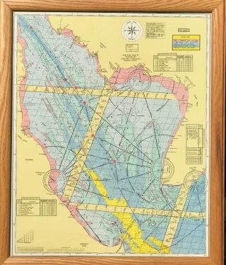Nicely Framed Vintage Home Port Charts Map Delaware Bay Jersey Nautical