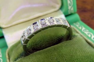 Vintage Palladium Art Deco Antique Diamond Engagement Wedding Band Ring C4