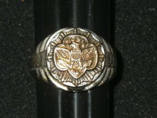 Vintage Sterling Silver & 10k Gold Girl Scout Gsa Ring - Clark & Coombs