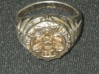 Vintage Sterling Silver & 10K Gold Girl Scout GSA Ring - Clark & Coombs 8