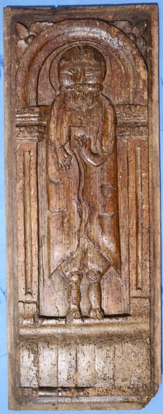 Large 16h / 17th Century Carved Oak Panel Of A Man French C.  1600 Medieval Gothic