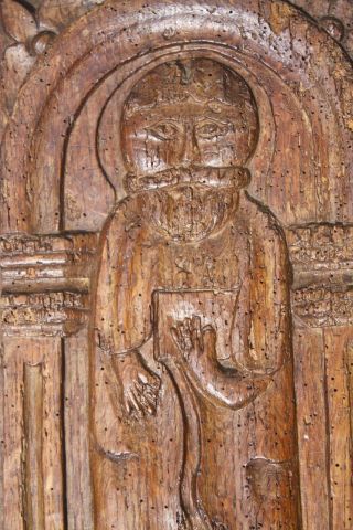 Large 16h / 17th Century CARVED OAK PANEL OF A MAN French c.  1600 Medieval Gothic 4