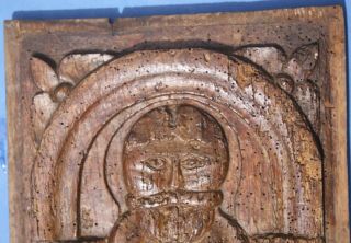 Large 16h / 17th Century CARVED OAK PANEL OF A MAN French c.  1600 Medieval Gothic 5