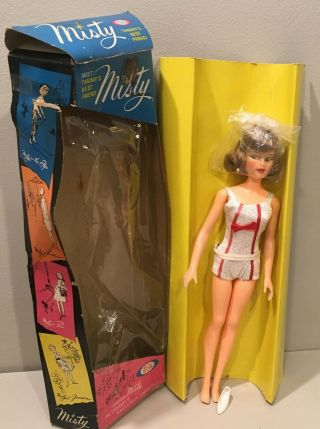 Vintage Ideal Straight Leg Misty Doll Silver & Red Swimsuit