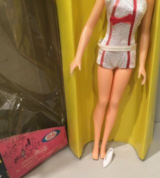 Vintage Ideal Straight Leg Misty Doll Silver & Red Swimsuit 3