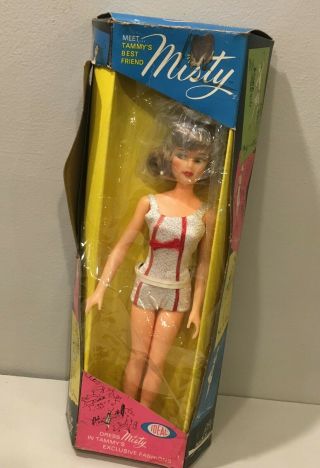 Vintage Ideal Straight Leg Misty Doll Silver & Red Swimsuit 6