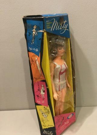 Vintage Ideal Straight Leg Misty Doll Silver & Red Swimsuit 7