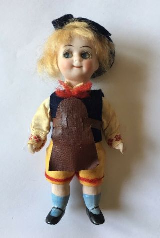 Small Antique 5 " All Bisque German 292 Googly Boy Doll All