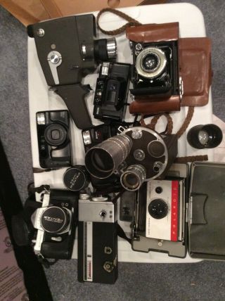 Old Vtg Collectible Cameras Plus Old 35mm Cameras Kodak,  Polaroid,  Pentax Plus