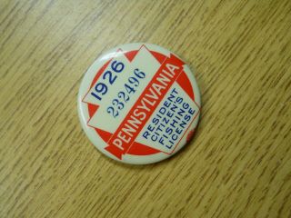 1926 PA Pennsylvania Fishing License Badge Button Pin 232496 3